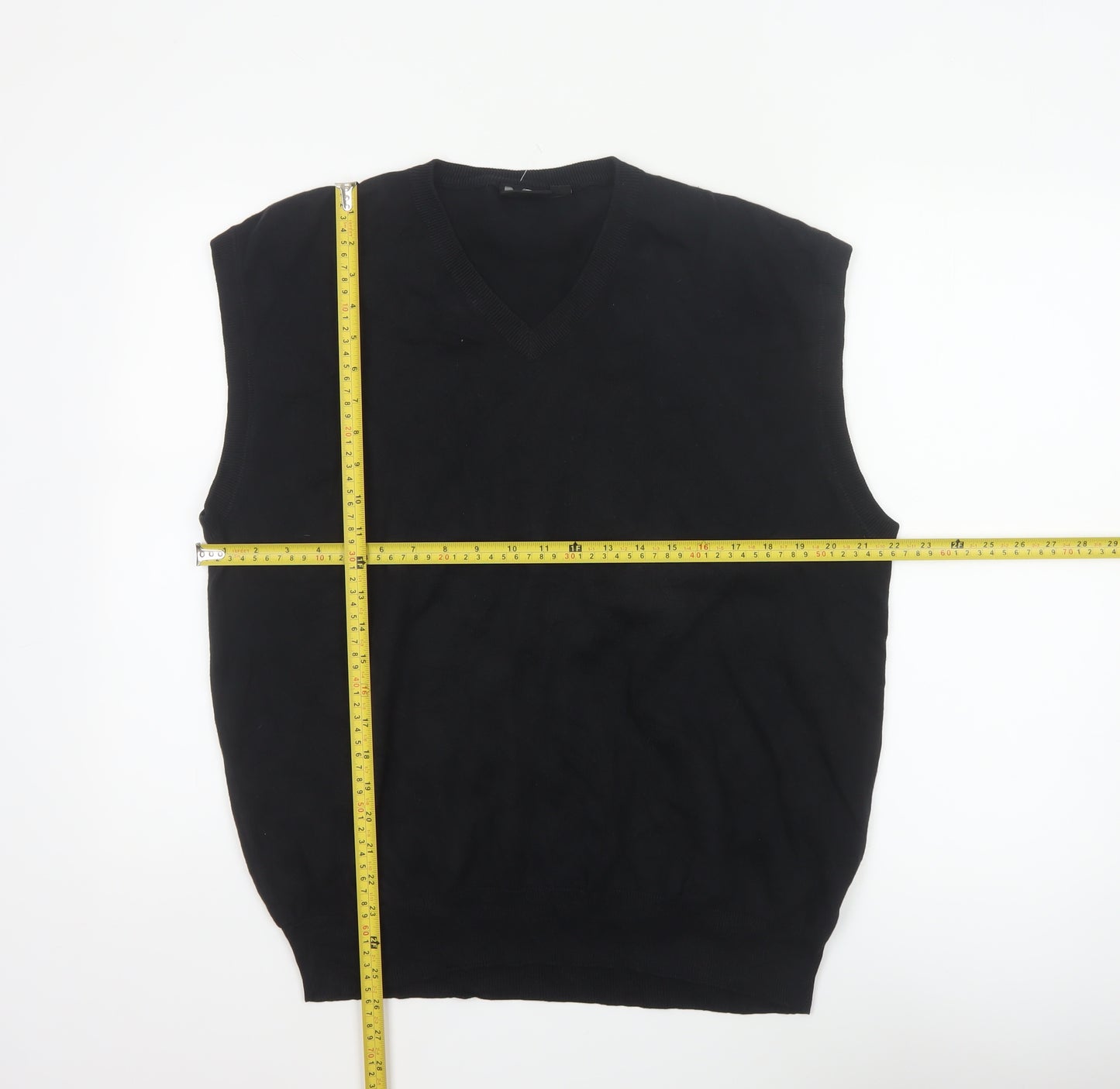 Mel Richman Men’s Black L Cotton V-Neck Knit Jumper Vest