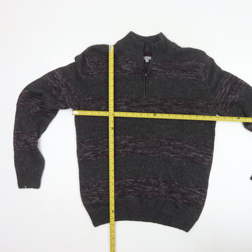 Method Men’s Grey M 1/4 Zip Mock Neck Striped Knit Jumper