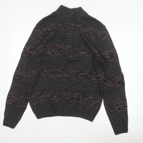 Method Men’s Grey M 1/4 Zip Mock Neck Striped Knit Jumper