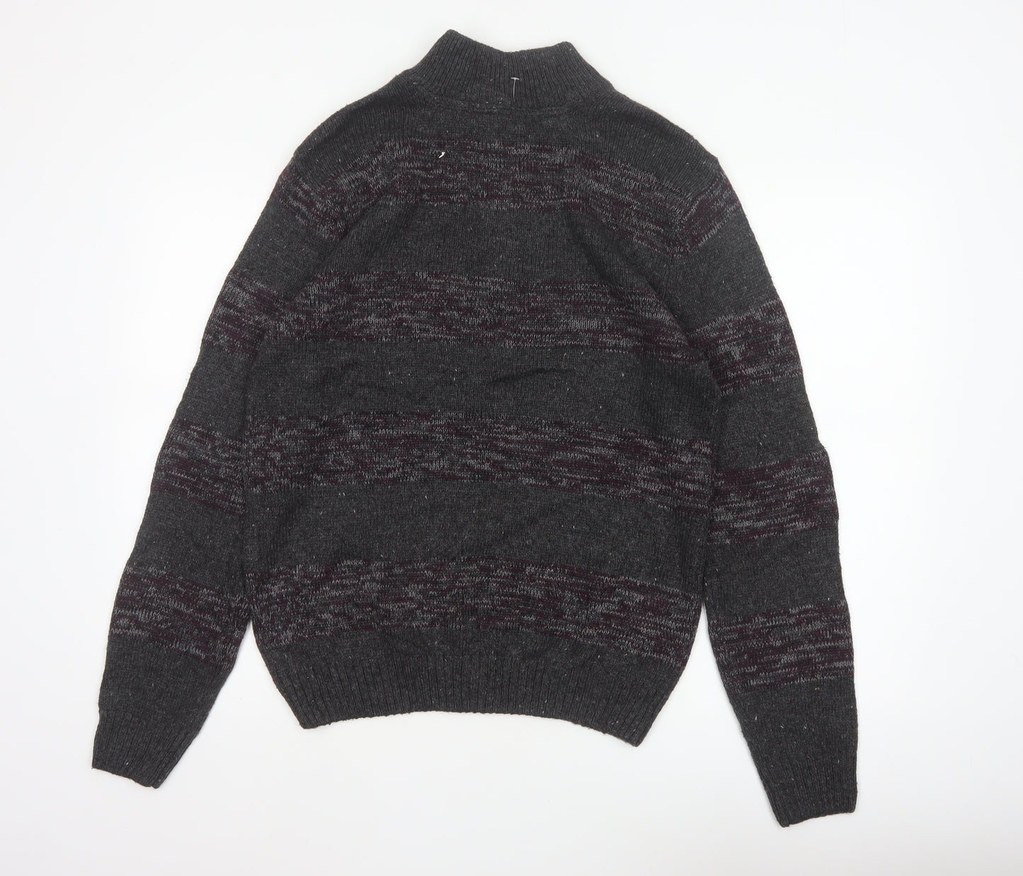 Method Men’s Grey M 1/4 Zip Mock Neck Striped Knit Jumper