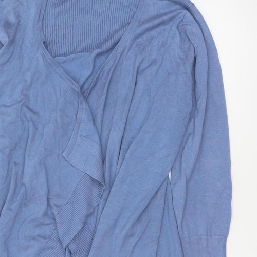 Capsule Women Blue Size 26 Open Waterfall Cardigan Long Sleeve Knit
