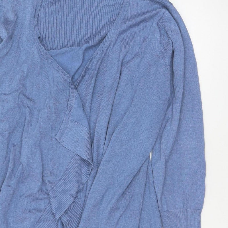 Capsule Women Blue Size 26 Open Waterfall Cardigan Long Sleeve Knit