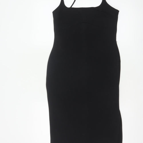 River Island Women Black UK 10 Bodycon Midi Dress Rhinestone Straps