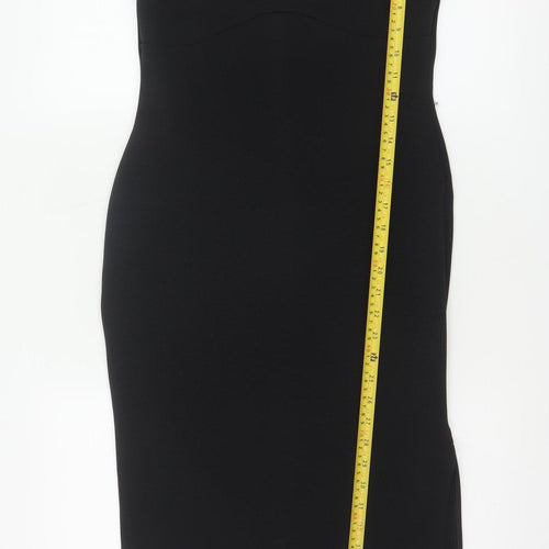 River Island Women Black UK 10 Bodycon Midi Dress Rhinestone Straps