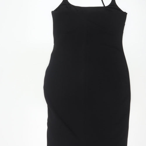 River Island Women Black UK 10 Bodycon Midi Dress Rhinestone Straps