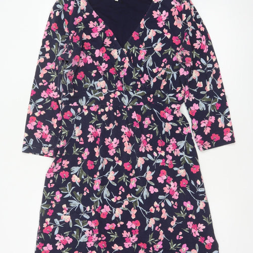 Joules Women’s Blue Floral Fit & Flare Knee Length Dress UK 12