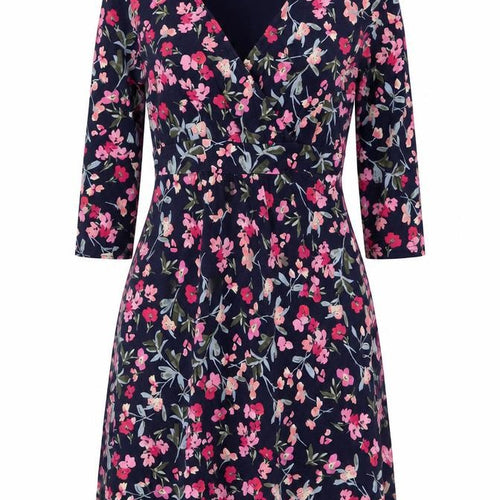 Joules Women’s Blue Floral Fit & Flare Knee Length Dress UK 12