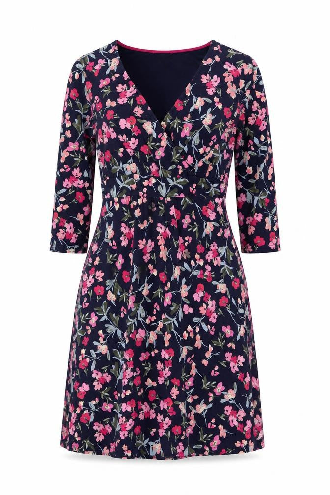 Joules Women’s Blue Floral Fit & Flare Knee Length Dress UK 12