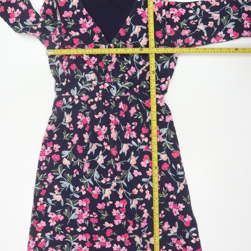 Joules Women’s Blue Floral Fit & Flare Knee Length Dress UK 12