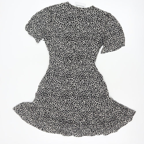 The Kooples Women Black & White XS Fit & Flare Animal Print Dress