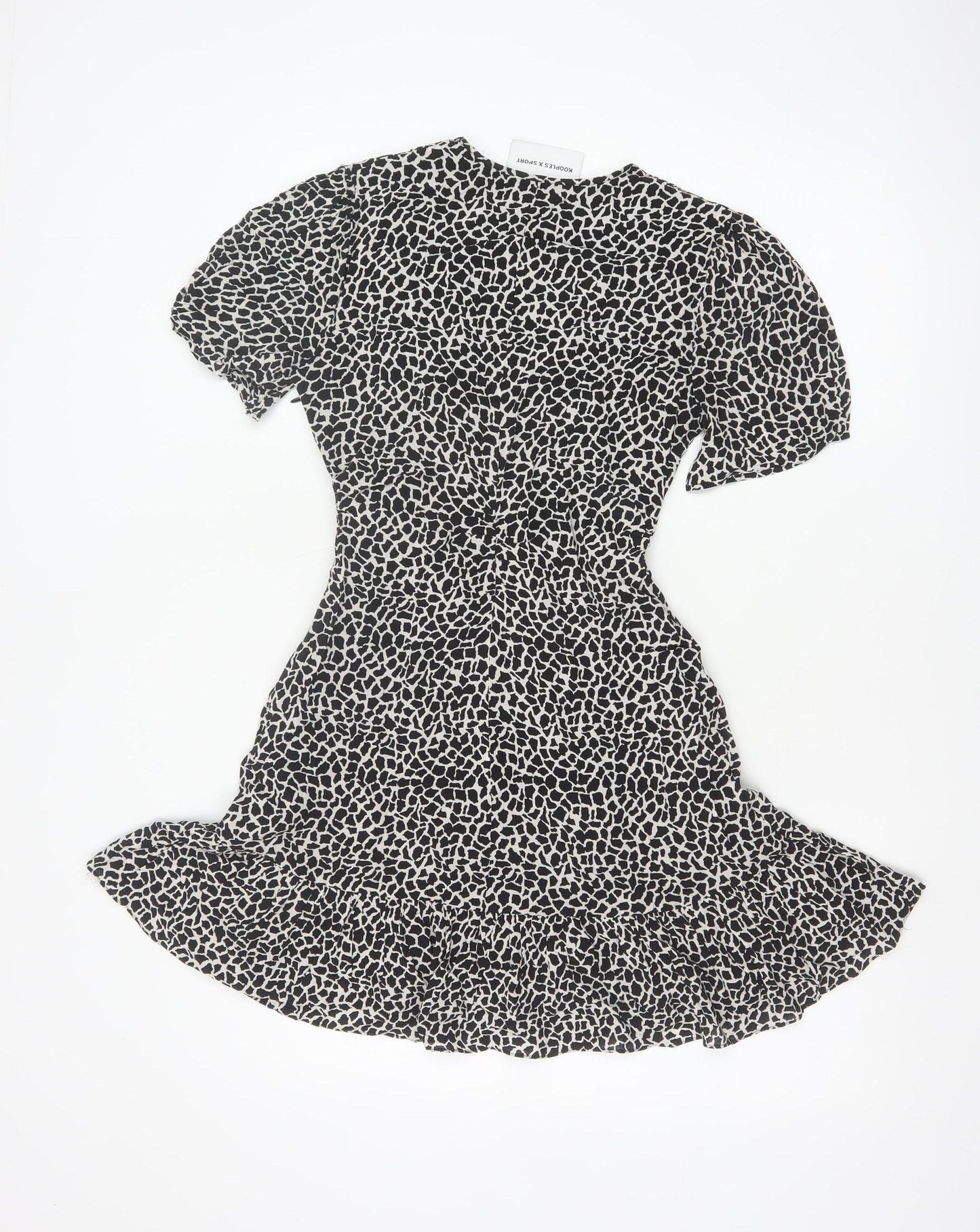 The Kooples Women Black & White XS Fit & Flare Animal Print Dress