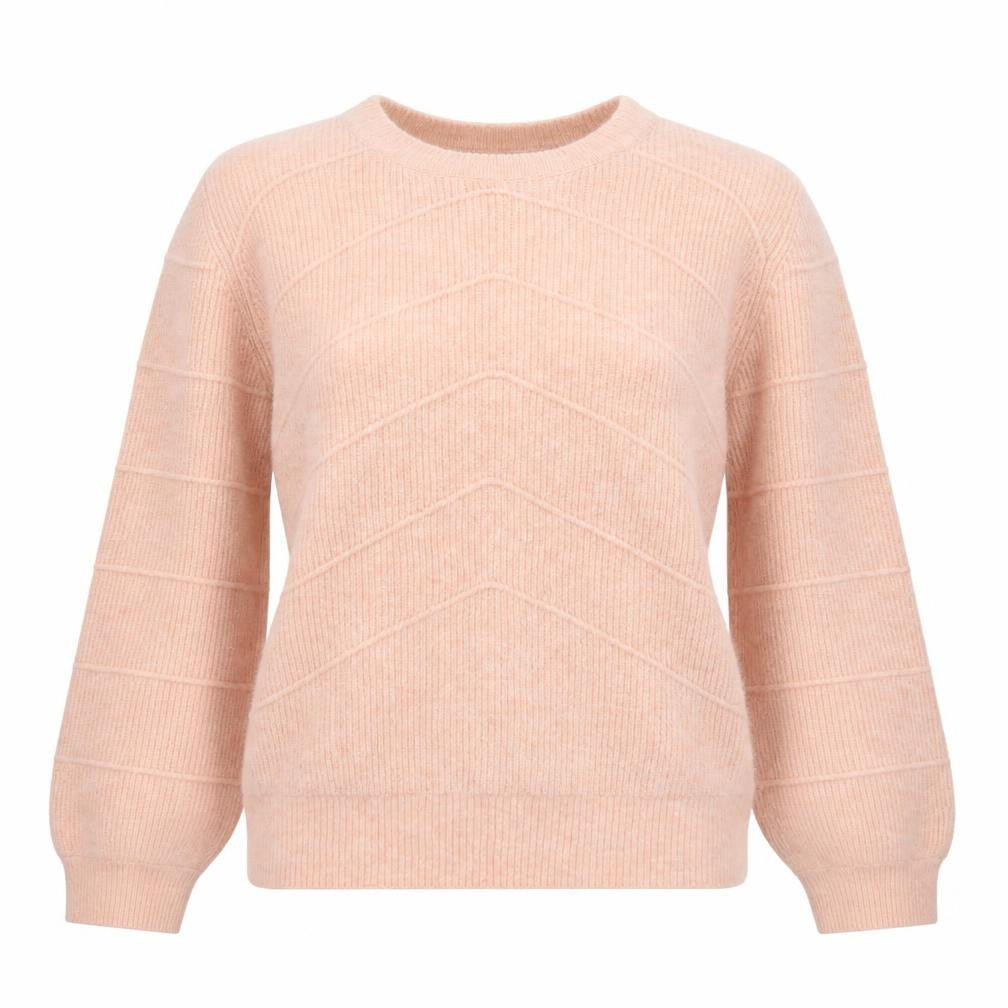 Front view of White Stuff Women's Pink UK 10 Pullover Alpaca Blend Balloon Sleeve Jumper