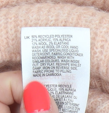 White Stuff Women's Pink UK 10 Pullover Alpaca Blend Balloon Sleeve Jumper