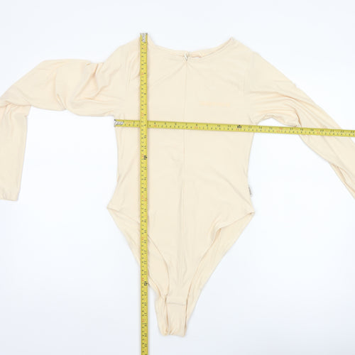 Sian Marie Women Ivory M Long Sleeve Stretch Zip Bodysuit