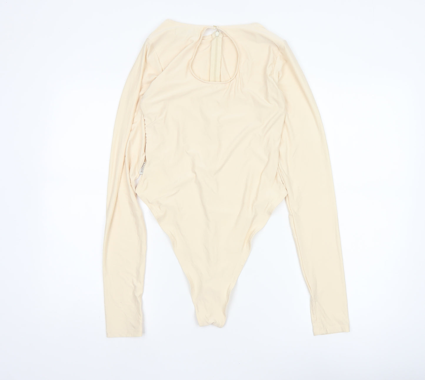 Sian Marie Women Ivory M Long Sleeve Stretch Zip Bodysuit