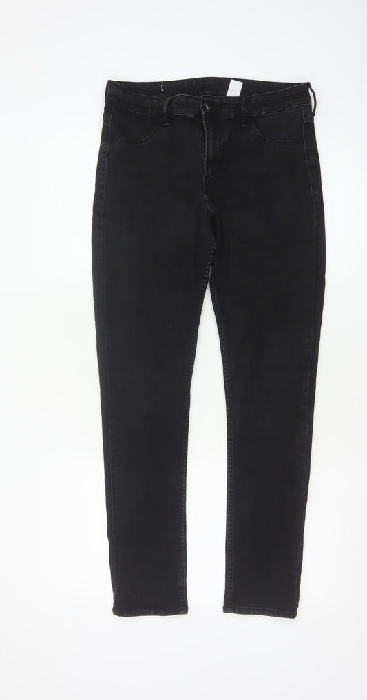 & Denim Women Black UK 12 Skinny Ankle Stretch Jeans