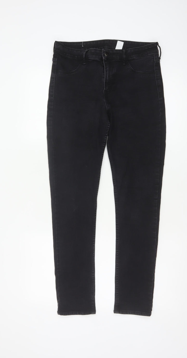 & Denim Women Black UK 12 Skinny Ankle Stretch Jeans