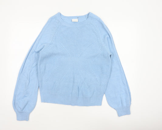 VILA Women’s Blue Size S Crew Neck Raglan Knit Pullover Jumper