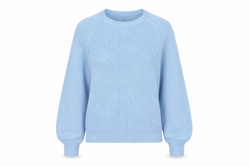 Front view of VILA Women’s Blue, size S, Crew Neck Raglan Knit jumper