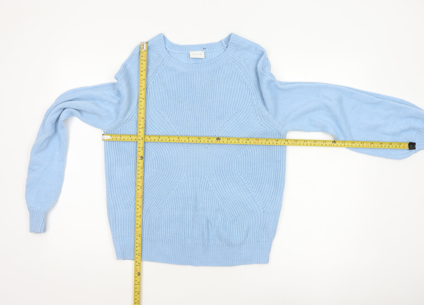 VILA Women’s Blue Size S Crew Neck Raglan Knit Pullover Jumper