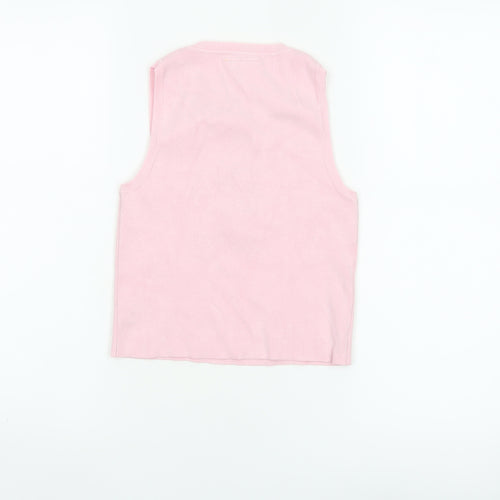 Snoopy Women’s Pink XS Knit Tank Top Woodstock Flower Cartoon