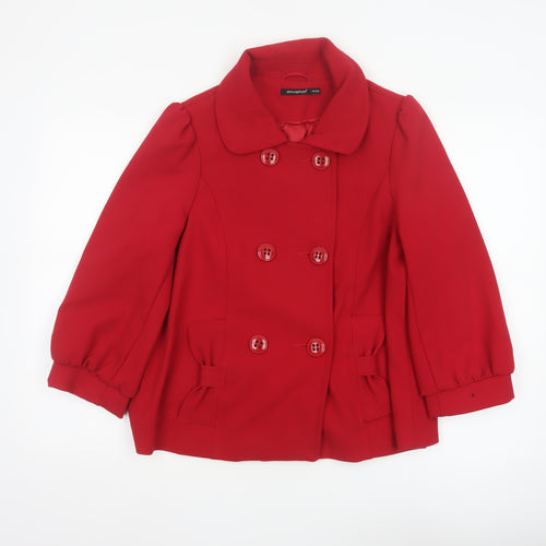 Atmosphere Women Red UK 14 Pea Coat Double-Breasted Bow Jacket