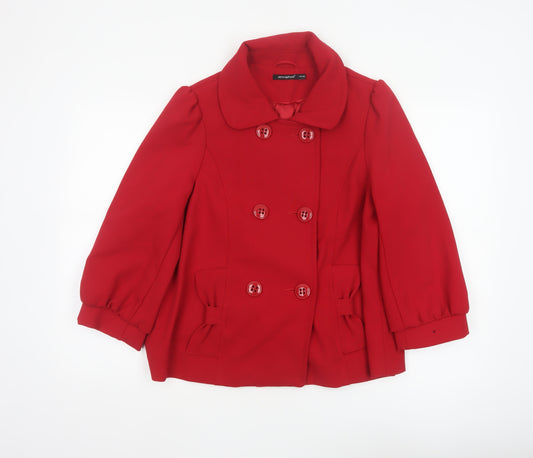 Atmosphere Women Red UK 14 Pea Coat Double-Breasted Bow Jacket