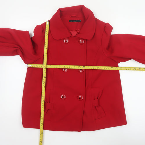 Atmosphere Women Red UK 14 Pea Coat Double-Breasted Bow Jacket