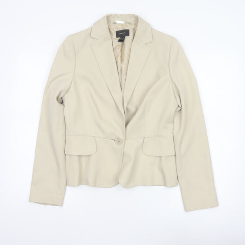 Mango MNG Suit Women Ivory UK 12 Tailored Single-Breasted Blazer