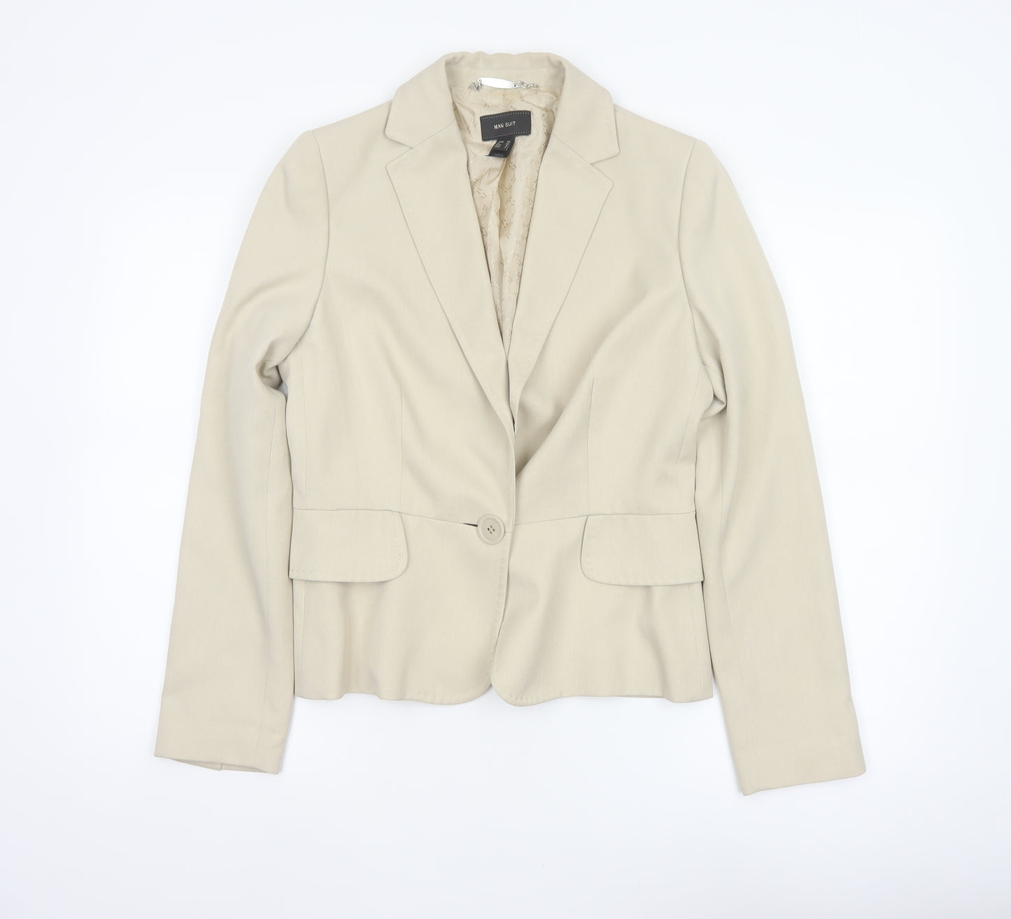 Mango MNG Suit Women Ivory UK 12 Tailored Single-Breasted Blazer