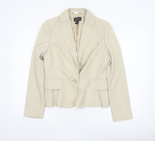 Mango MNG Suit Women Ivory UK 12 Tailored Single-Breasted Blazer