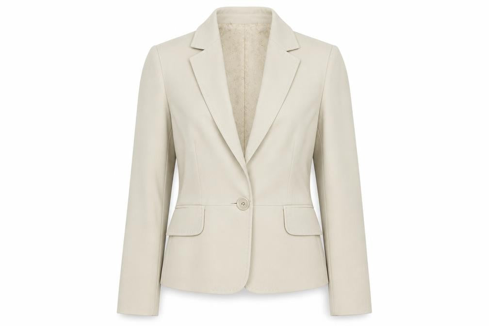 Front view of Mango MNG Suit Women Ivory UK 12 Tailored Single-Breasted Blazer