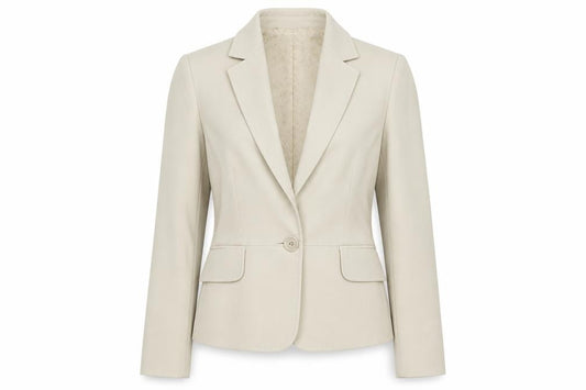 Mango MNG Suit Women Ivory UK 12 Tailored Single-Breasted Blazer