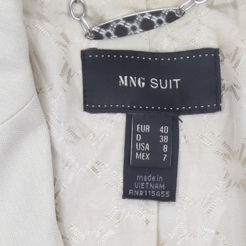 Mango MNG Suit Women Ivory UK 12 Tailored Single-Breasted Blazer