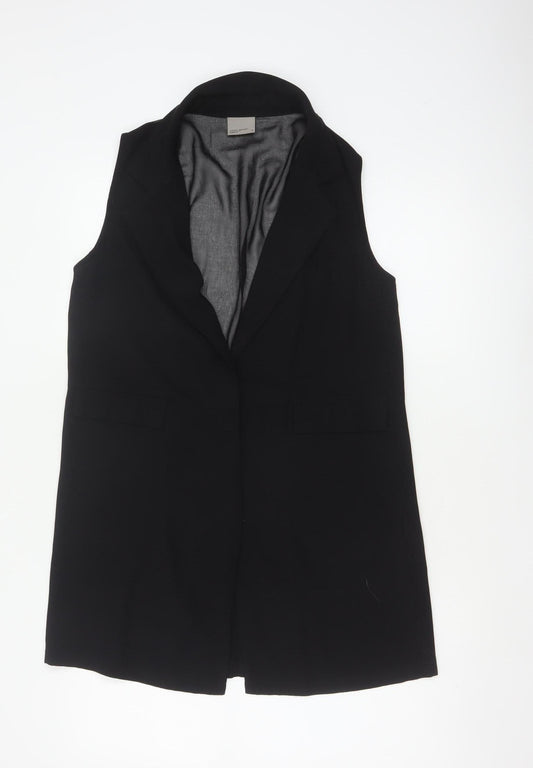 Vero Moda Women Black UK 10 Longline Sleeveless Collared Waistcoat