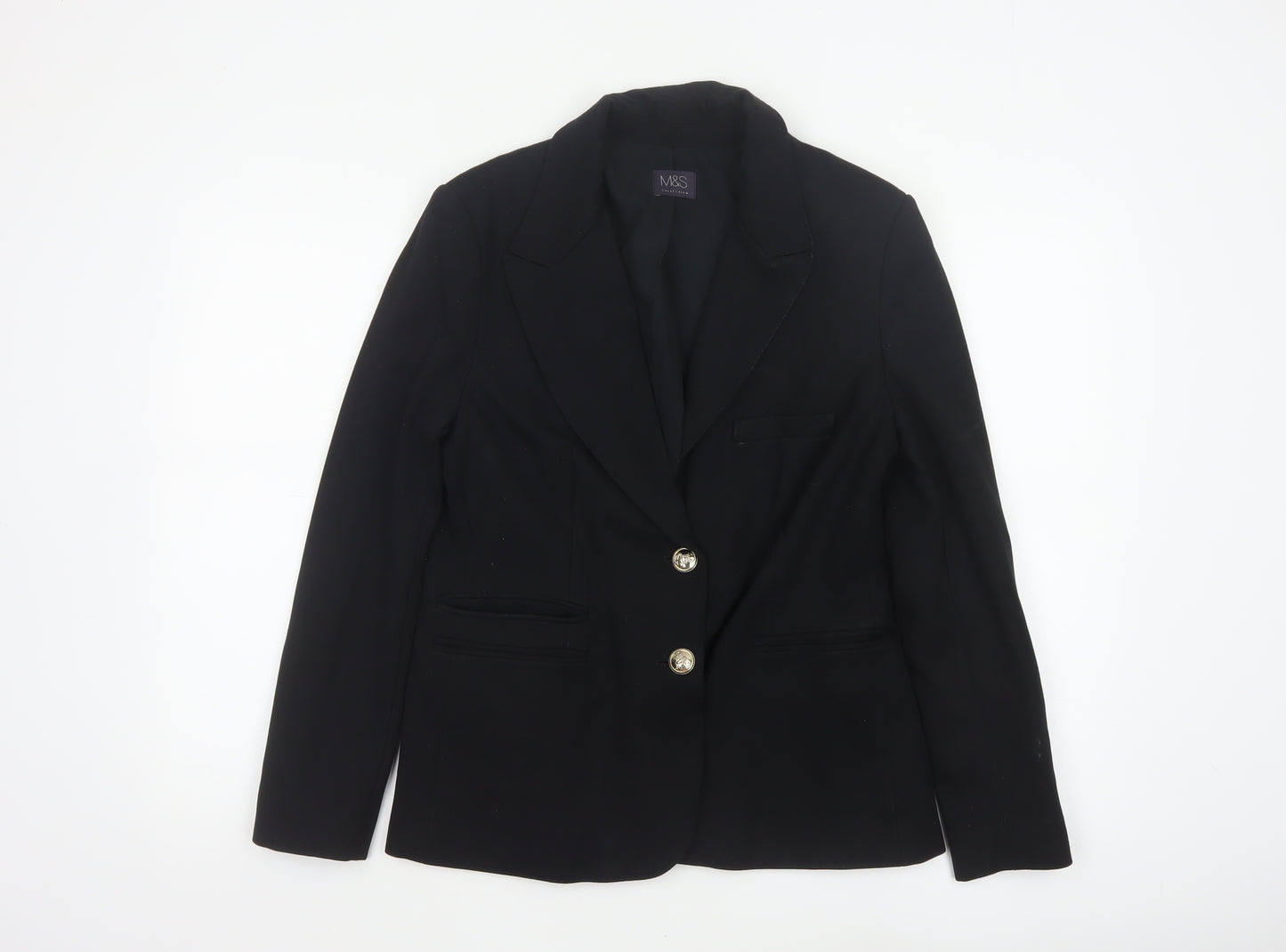 Marks & Spencer Women Black UK 12 Tailored Stretch Blazer