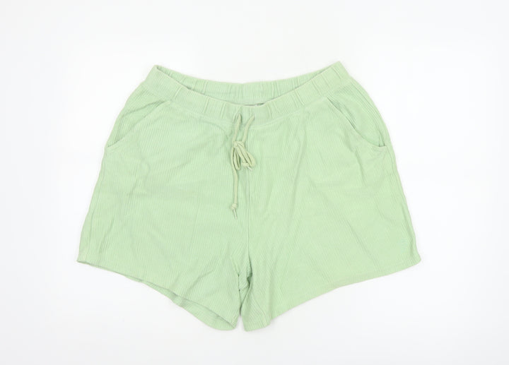 PINK Victoria's Secret Women Green L Cotton Drawstring Sweat Shorts