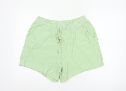 PINK Victoria's Secret Women Green L Cotton Drawstring Sweat Shorts