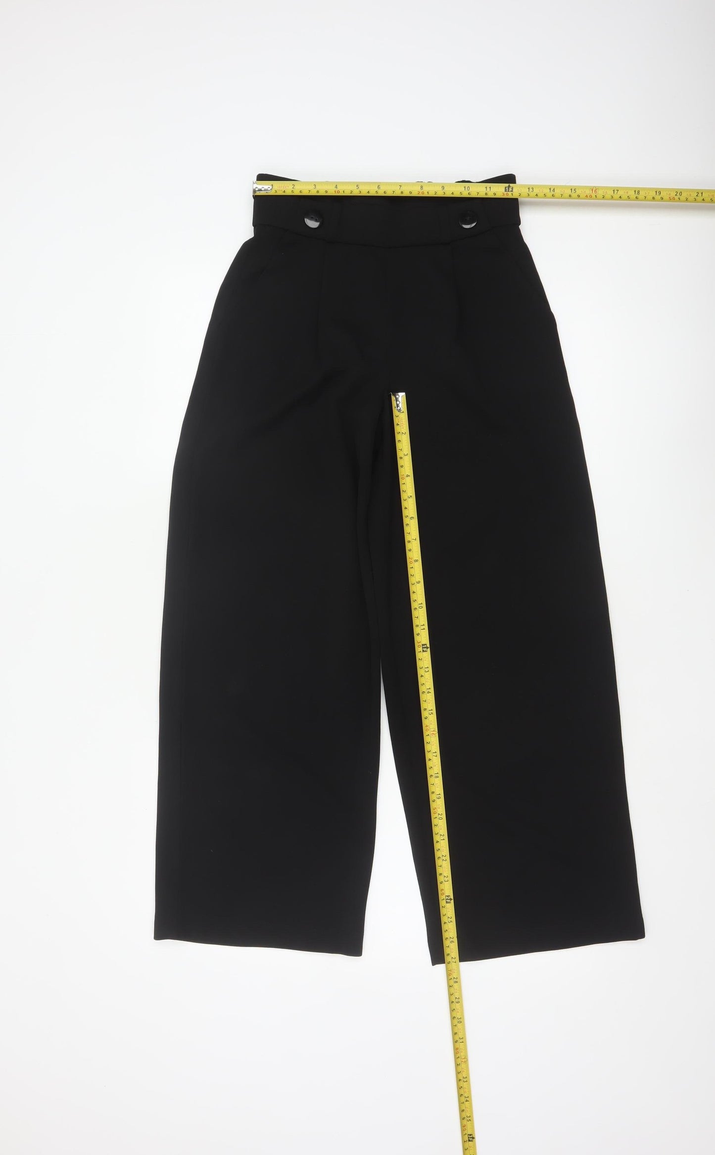 JDY Women’s Black S/30 High Rise Wide-Leg Dress Trousers
