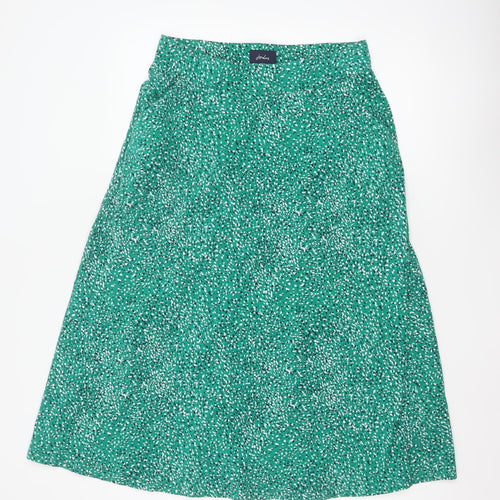 Joules Women Green UK 12 Animal Print A-Line Midi Jersey Skirt