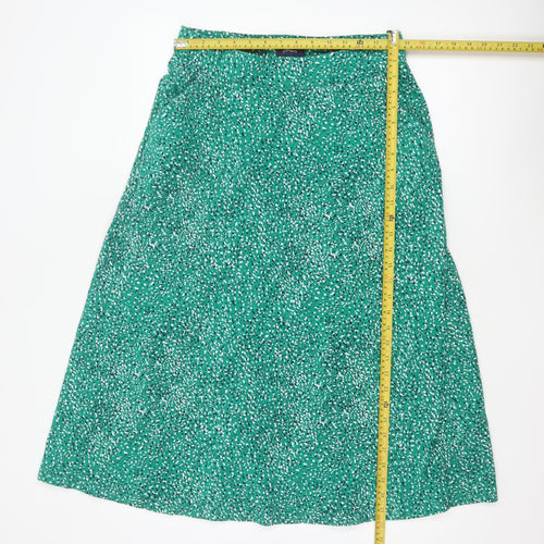 Joules Women Green UK 12 Animal Print A-Line Midi Jersey Skirt