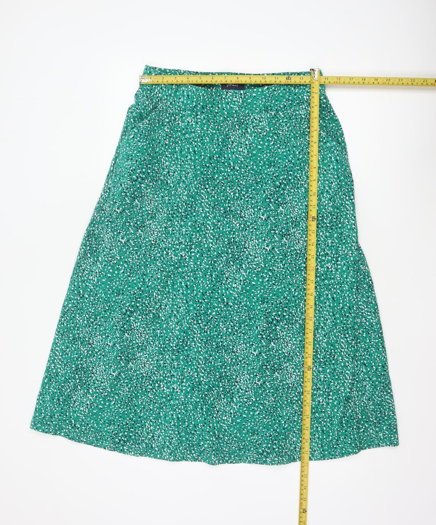Joules Women Green UK 12 Animal Print A-Line Midi Jersey Skirt