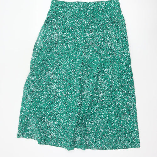 Joules Women Green UK 12 Animal Print A-Line Midi Jersey Skirt