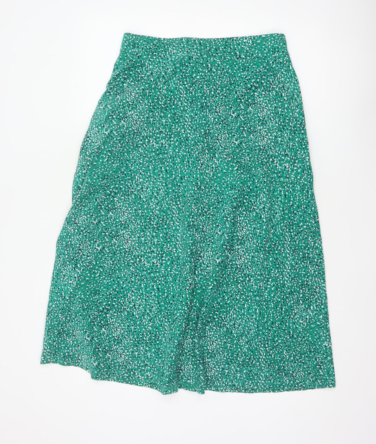 Joules Women Green UK 12 Animal Print A-Line Midi Jersey Skirt