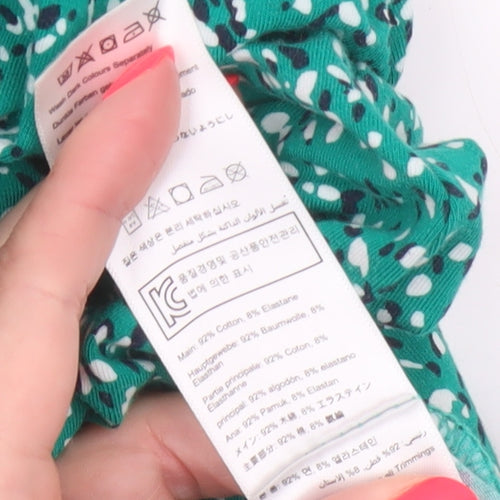 Joules Women Green UK 12 Animal Print A-Line Midi Jersey Skirt