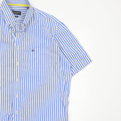 Casa Moda Men’s Blue White Stripe Button-Down Shirt L Easy Care