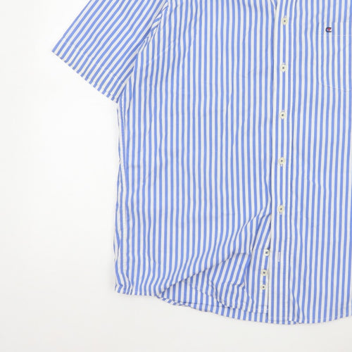 Casa Moda Men’s Blue White Stripe Button-Down Shirt L Easy Care