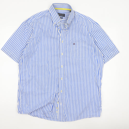 Casa Moda Men’s Blue White Stripe Button-Down Shirt L Easy Care