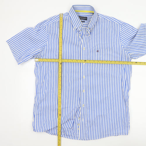 Casa Moda Men’s Blue White Stripe Button-Down Shirt L Easy Care