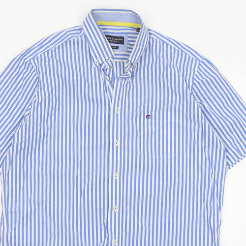 Casa Moda Men’s Blue White Stripe Button-Down Shirt L Easy Care